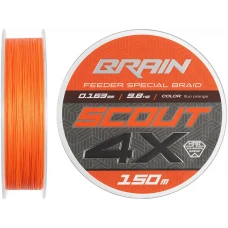 Шнур Brain Scout 4X 150m (fluoro Orange) 0.163mm 9.8kg