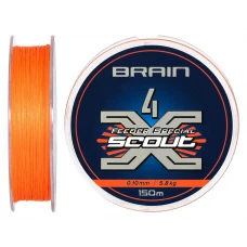 Шнур Brain Scout 4X 150m (fluoro Orange) 0.100mm 5.8kg Шнур Brain Scout 4X 150m (fluoro Orange) 0.100mm 5.8kg