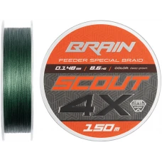 Шнур Brain Scout 4X 150m (deep green) 0.148mm 8.6kg Шнур Brain Scout 4X 150m (deep green) 0.148mm 8.6kg