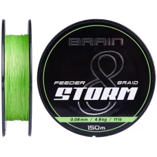 Шнур Brain Storm 8X (lime) 150m 0.16mm 25lb/11.1kg Шнур Brain Storm 8X (lime) 150m 0.16mm 25lb/11.1kg