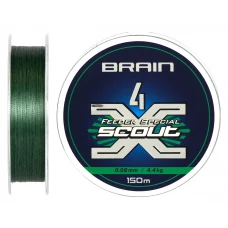Шнур Brain Scout 4X 150m (deep green) 0.080mm 4.4kg Шнур Brain Scout 4X 150m (deep green) 0.080mm 4.4kg