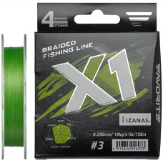 Шнур Favorite X1 PE 4x 150m (l.green) #3.0/0.296 mm 41lb/19.0 kg