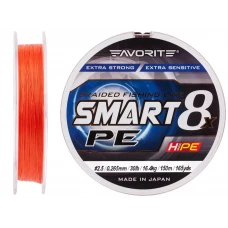 Шнур Favorite Smart PE 8x 150м (red orange) #2.5/0.265 mm 30lb/16.4 kg Шнур Favorite Smart PE 8x 150м (red orange) #2.5/0.265 mm 30lb/16.4 kg